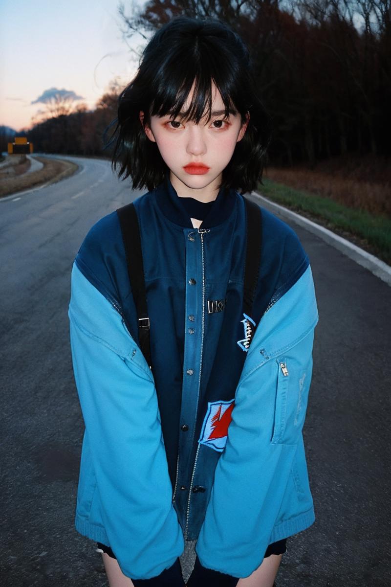 24438-811620643-90s flash photo, empty road, beautiful girl in blue sport jacket, serious face, in front of camera, best quality, masterpiece, r.png